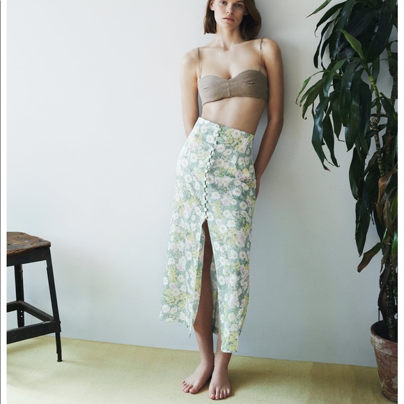 Zara Floral Button Down Midi Skirt - Picture 3 of 10